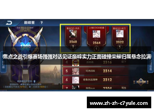 焦点之战引爆赛场强强对话见证巅峰实力正面碰撞荣耀归属悬念拉满 焦点之战引爆赛场强强对话见证巅峰实力正面碰撞荣耀归属悬念拉满